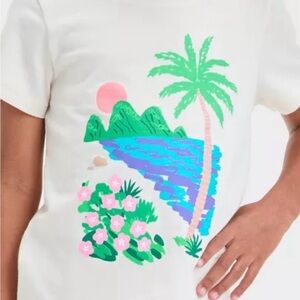 Cat & Jack Tropical Scene Short Sleeve Tee - Cream